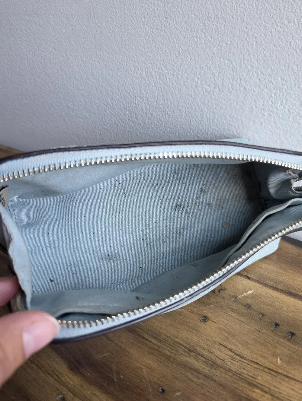 COACH Light Blue Women's Cosmetic Pouch Makeup Bag